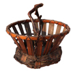 Japanese bamboo flower arranging basket with root handle 03b